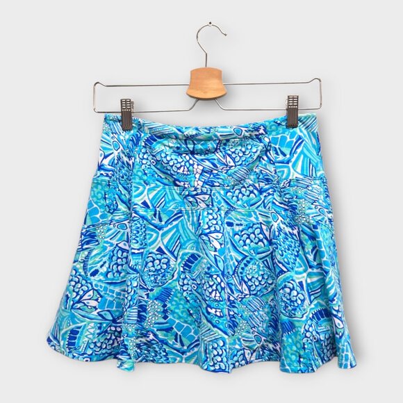 IBKUL Golf Women's Skort Fish Print (Blue/Green/White) - Small - Picture 2 of 2